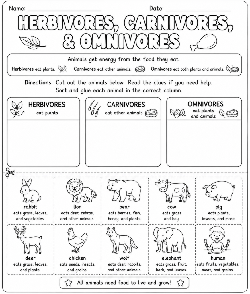 science worksheets free printable