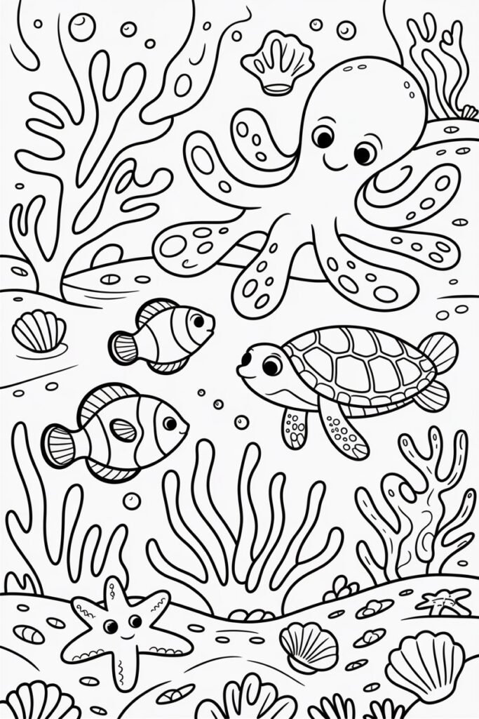 Sea Creatures Coloring Pages Free Printable