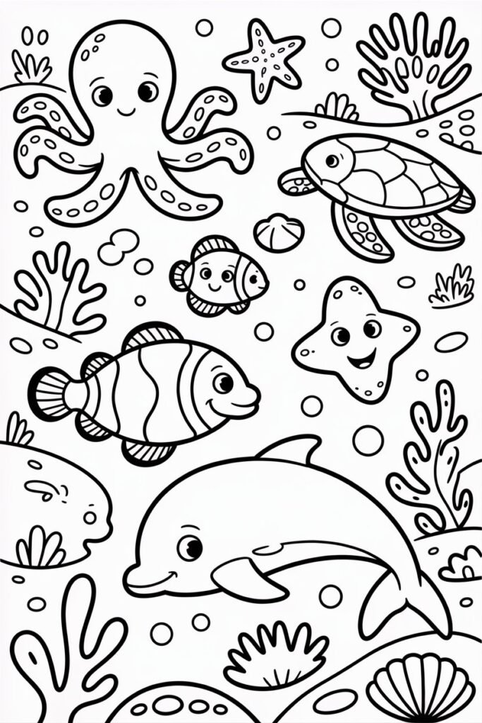Sea Creatures Coloring Pages Free Printable