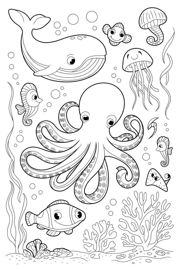 Sea Creatures Coloring Pages Free Printable