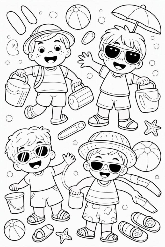 Summer Coloring Pages Free Printable for Kids