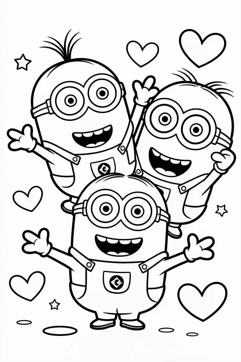 Adorable minions Design 1 - Adorable Minions Coloring Pages Free Printable for Kids