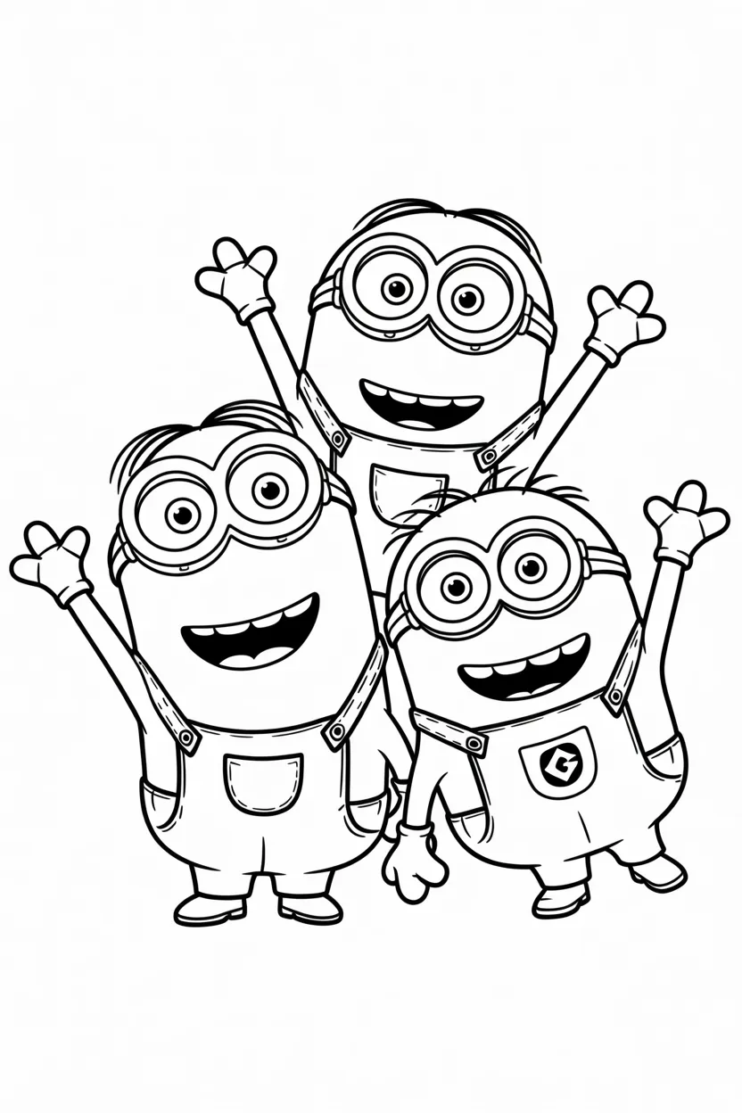 Adorable minions Design 2 - Adorable Minions Coloring Pages Free Printable for Kids