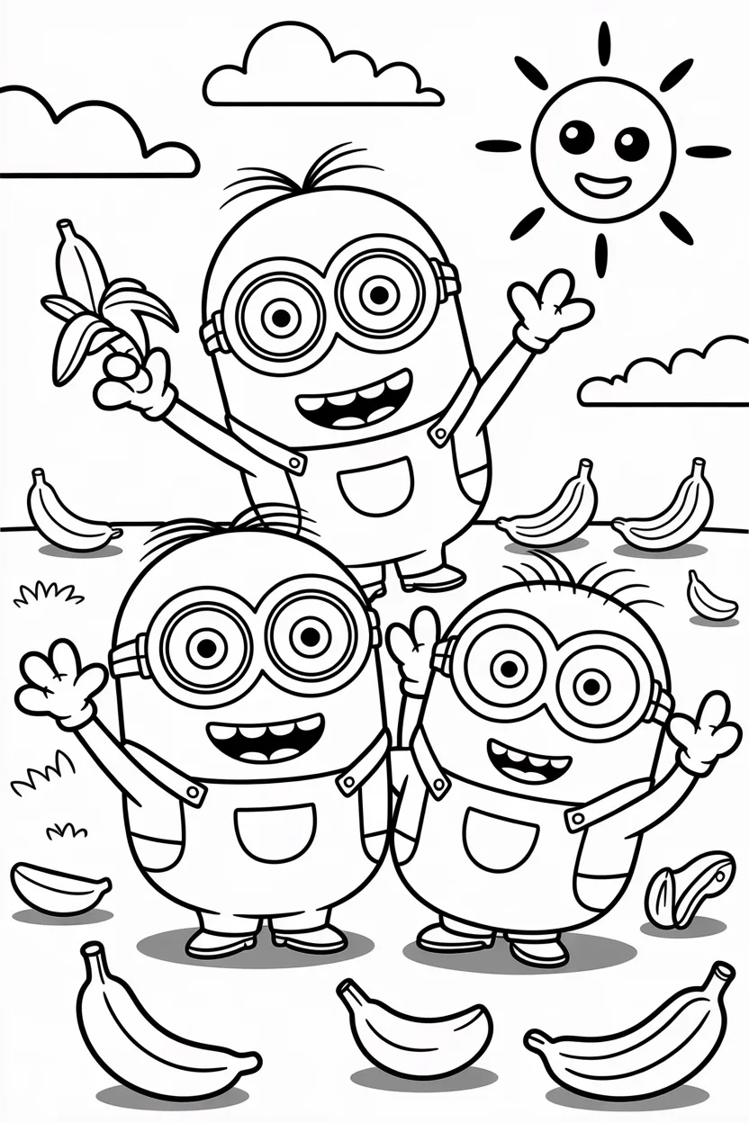 Adorable minions Design 3 - Adorable Minions Coloring Pages Free Printable for Kids