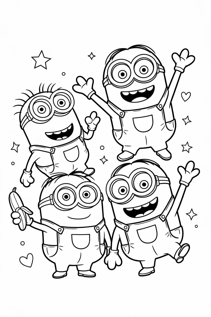 Adorable minions Design 4 - Adorable Minions Coloring Pages Free Printable for Kids