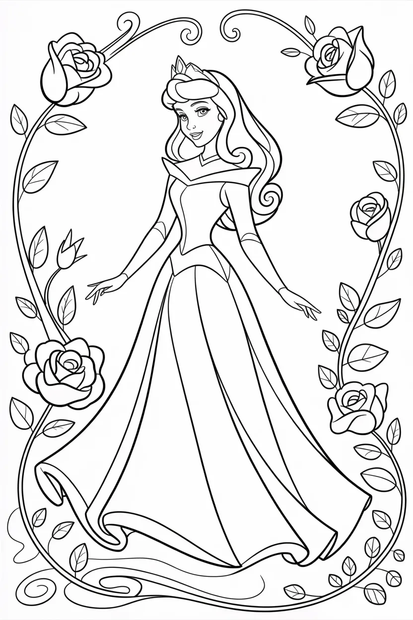 Aurora princess Design 2 - Aurora Princess Coloring Pages Free Printable for Kids