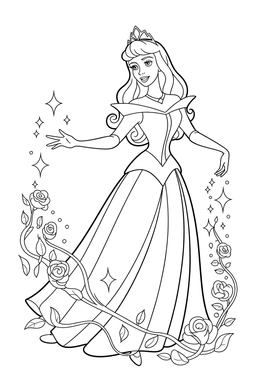 Aurora princess Design 4 - Aurora Princess Coloring Pages Free Printable for Kids