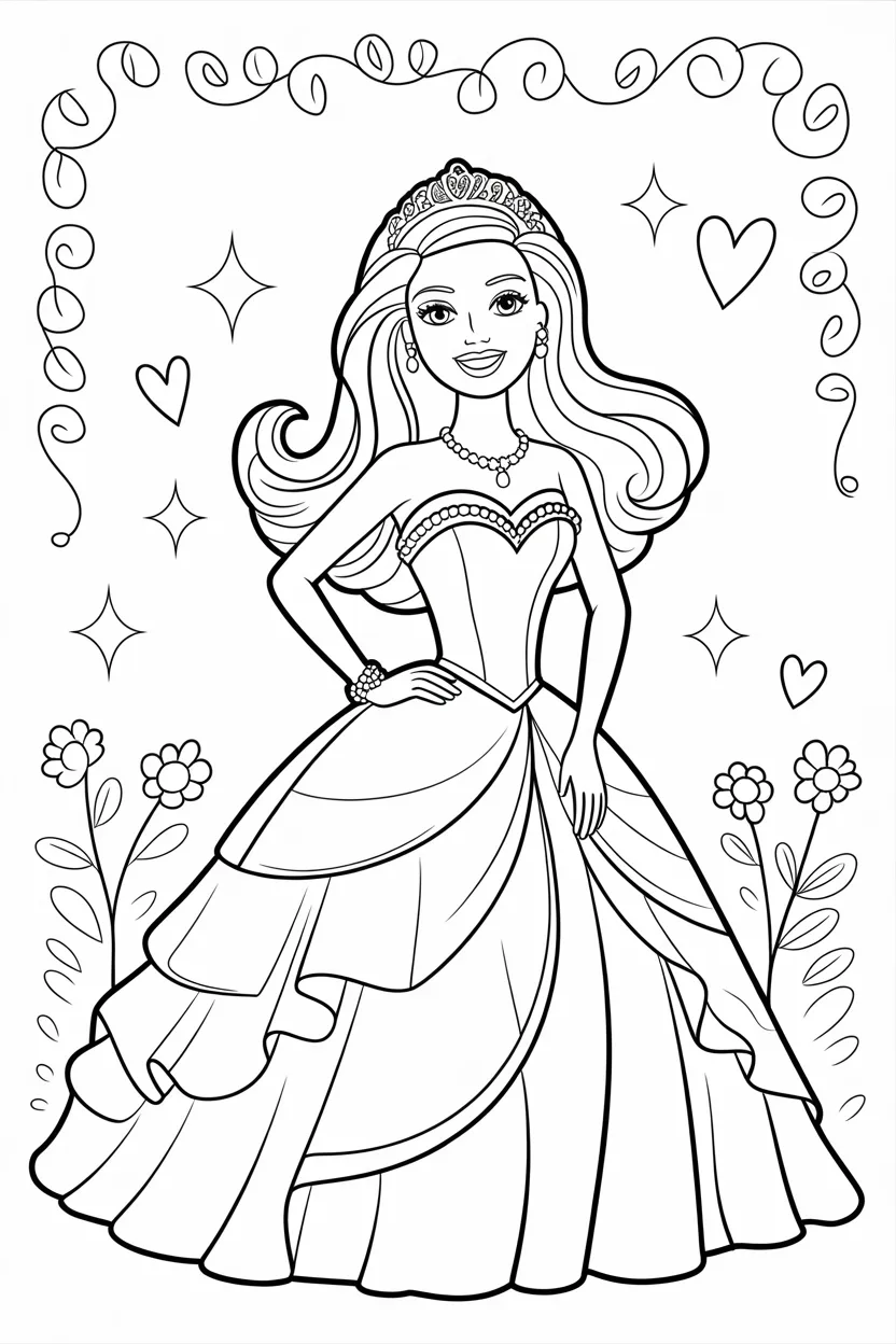 Barbie Design 4 - Barbie coloring pages free printable for Kids - Cute