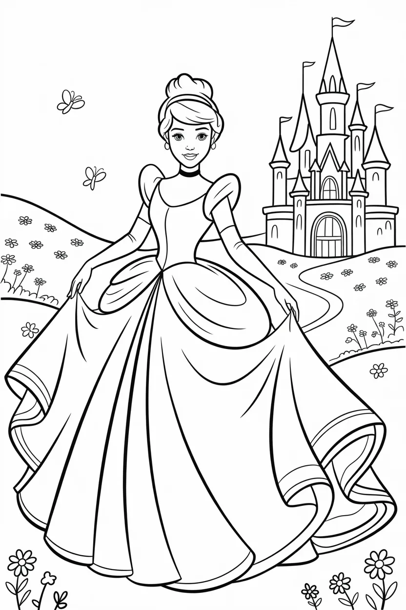 Cinderella Design 3 - Cinderella Coloring Pages Free Printable for Kids - Magica