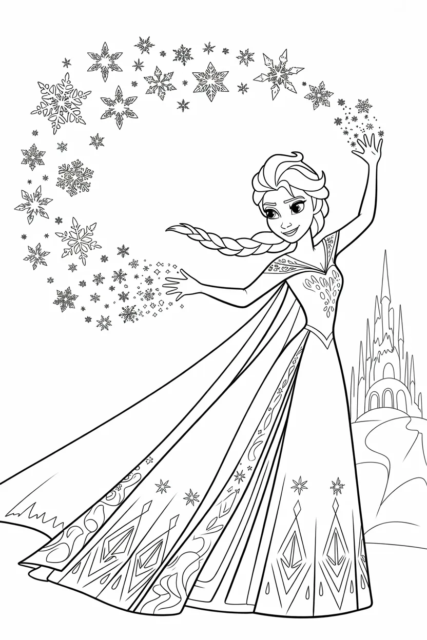 Frozen Design 1 - Frozen Coloring Pages Free Printable for Kids - Elsa