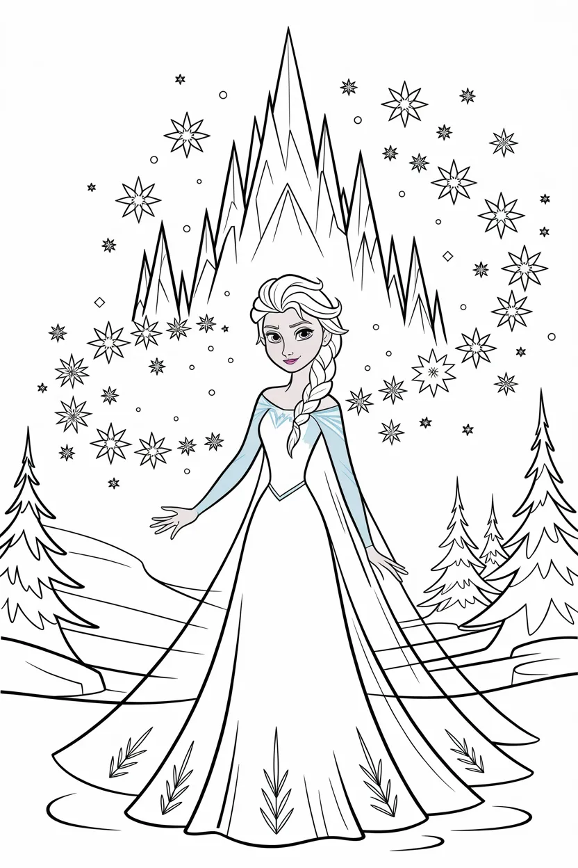 Frozen Design 2 - Frozen Coloring Pages Free Printable for Kids - Elsa