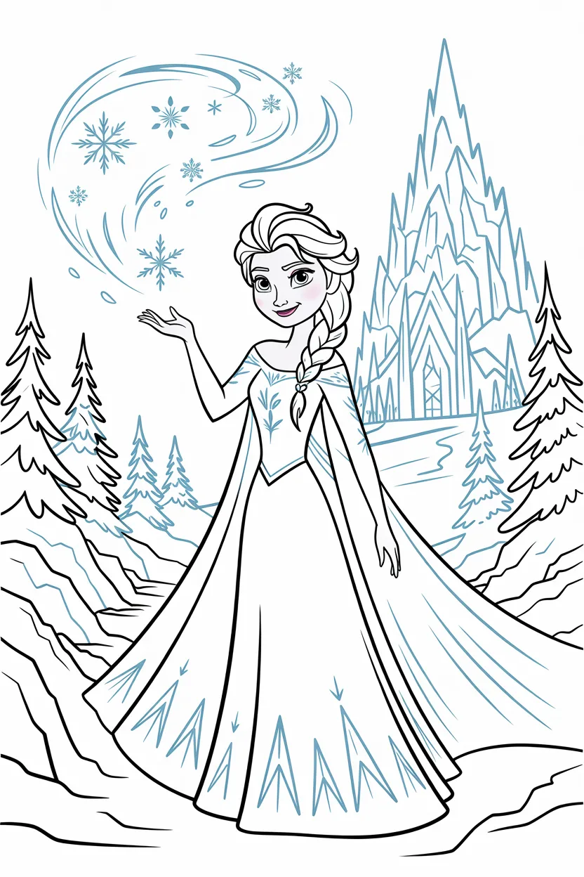 Frozen Design 4 - Frozen Coloring Pages Free Printable for Kids - Elsa