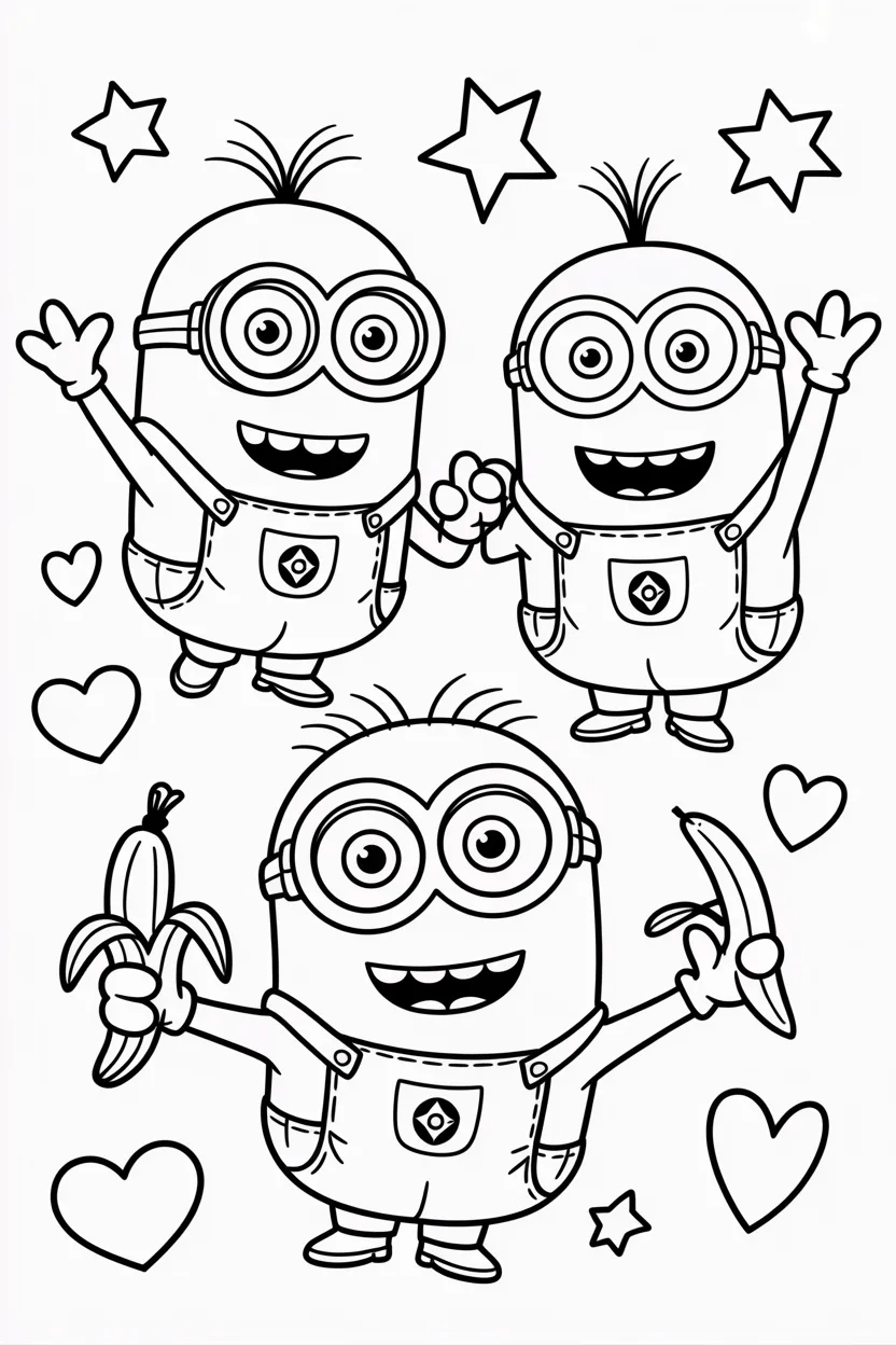Minions Design 1 - Minions coloring pages free printable - Pack Creative