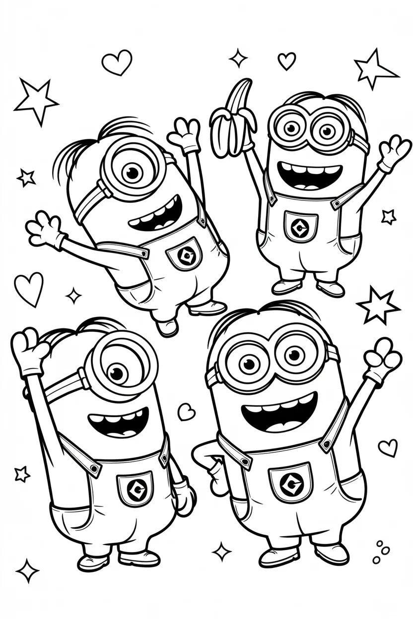Minions Design 2 - Minions coloring pages free printable - Pack Creative