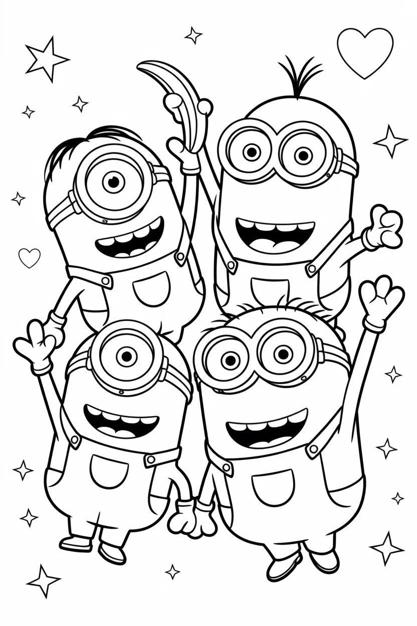 Minions Design 4 - Minions coloring pages free printable - Pack Creative