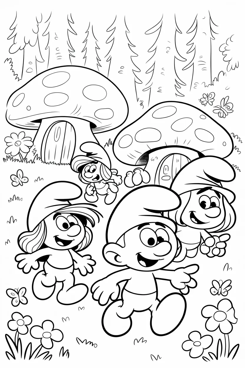 Smurfs Design 1 - Smurfs Coloring Pages Free Printable for Kids - Pack