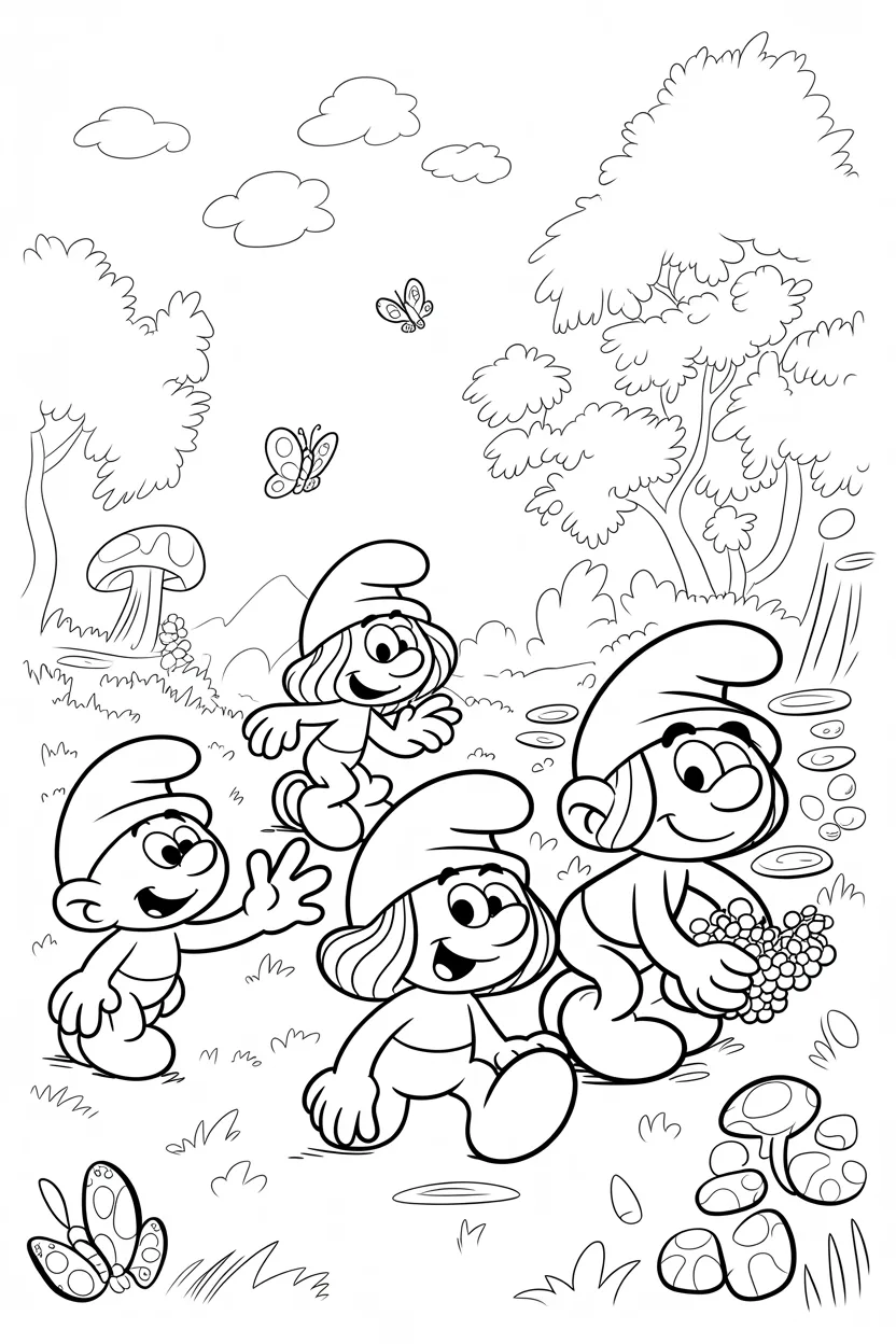 Smurfs Design 2 - Smurfs Coloring Pages Free Printable for Kids - Pack