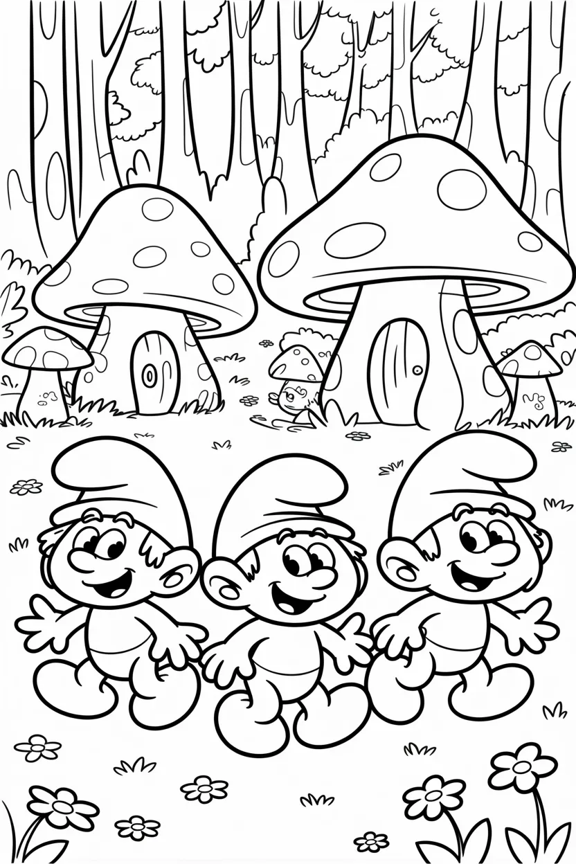 Smurfs Design 3 - Smurfs Coloring Pages Free Printable for Kids - Pack