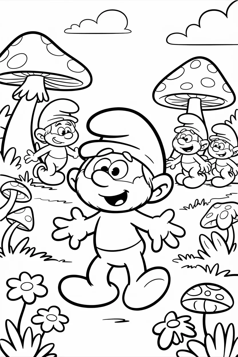 Smurfs Design 4 - Smurfs Coloring Pages Free Printable for Kids - Pack