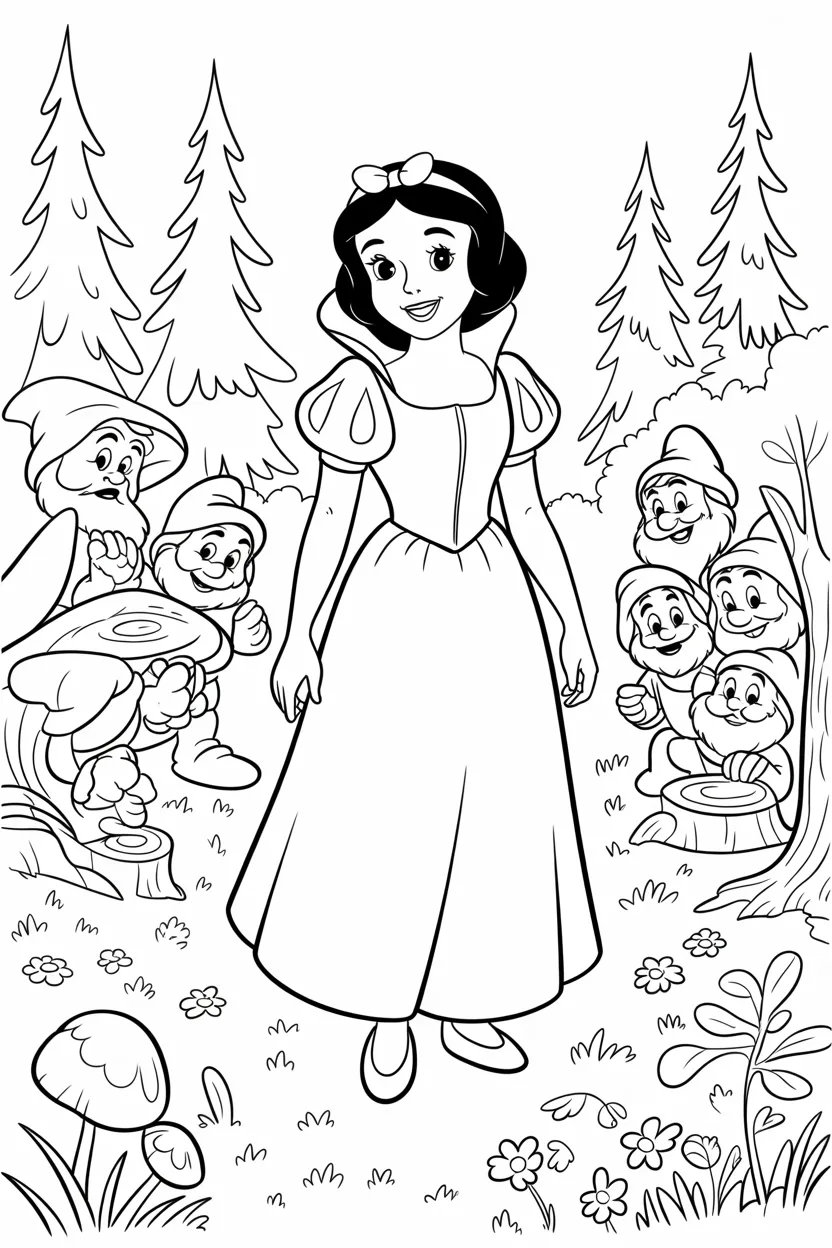 Snow white Design 1 - Snow white coloring pages free printable for Kids - Magica