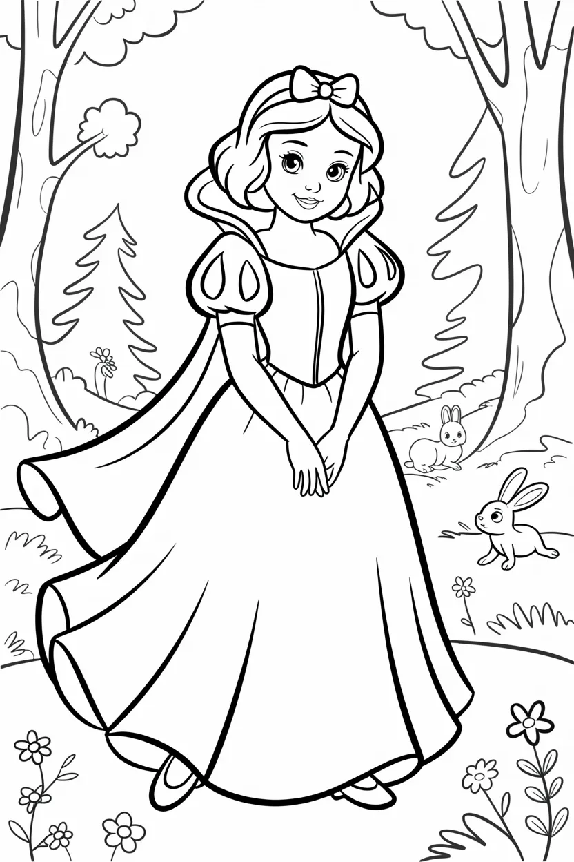 Snow white Design 1 - Snow white coloring pages free printable for Kids - Magica (2)