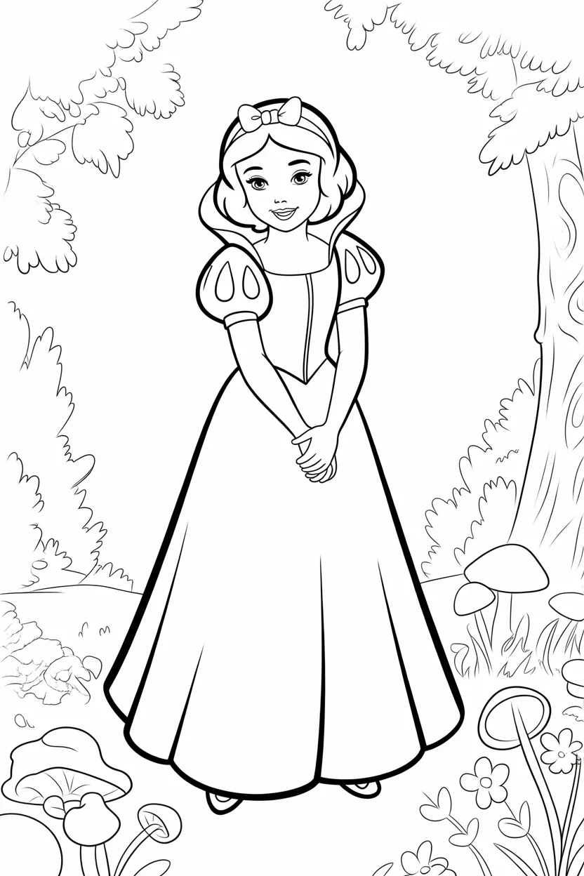 Snow white Design 3 - Snow white coloring pages free printable for Kids - Magica