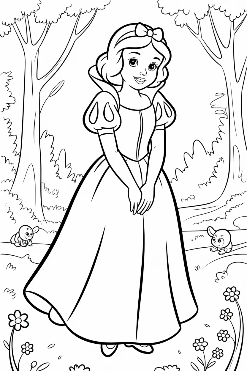 Snow white Design 4 - Snow white coloring pages free printable for Kids - Magica