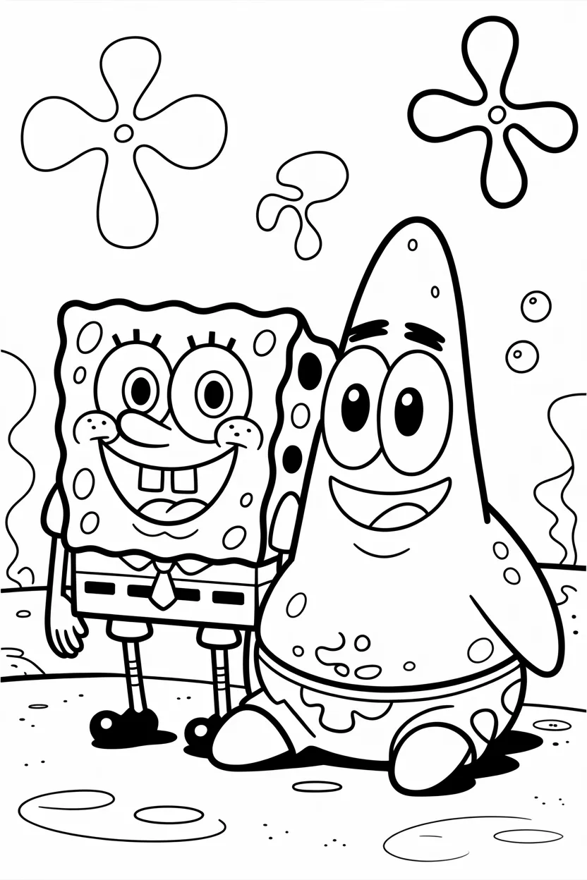 Spongebob patrick Design 1 - Spongebob and Patrick Coloring Pages Free Printable - Pack