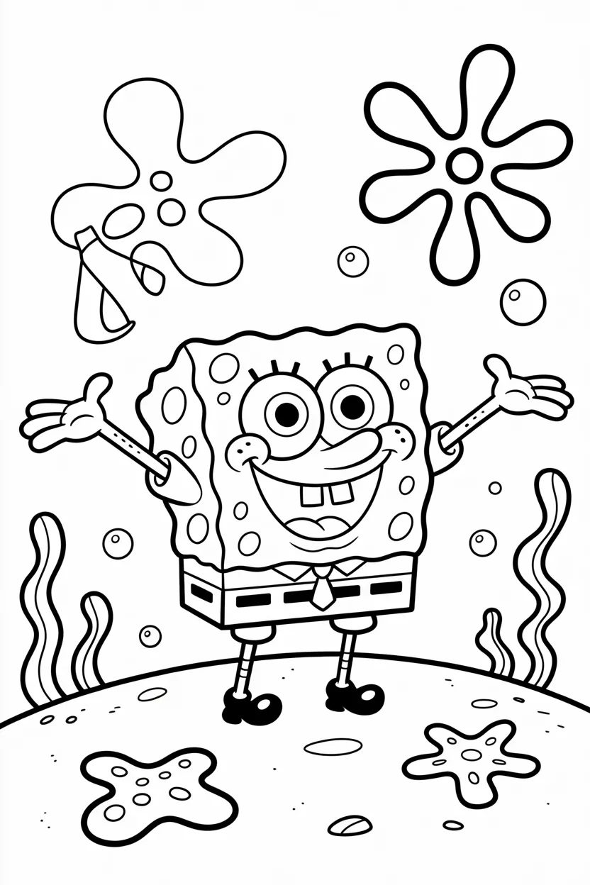 Spongebob Design 1 - SpongeBob coloring pages free printable - Pack (2)