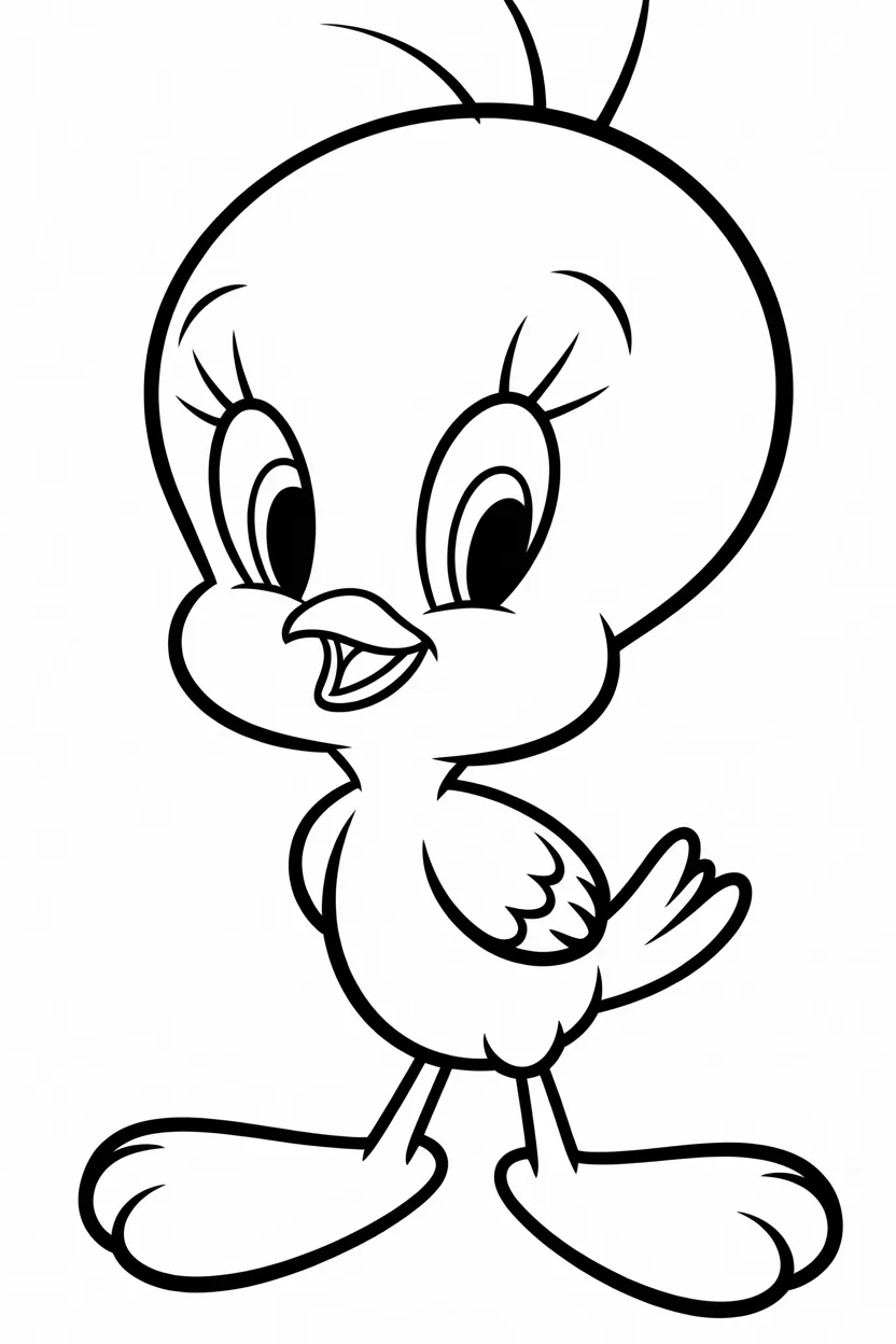 Tweety Design 1 - Tweety coloring pages free printable for Kids - Cute