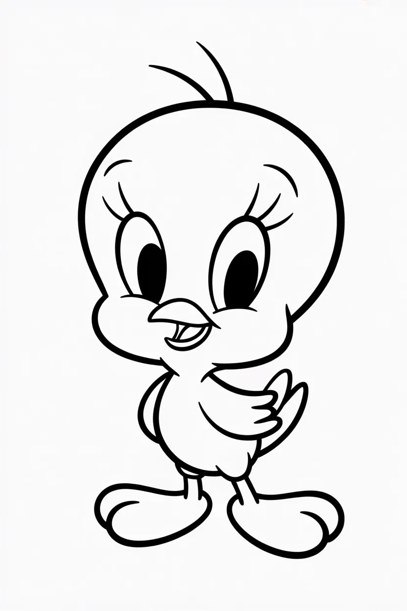 Tweety Design 2 - Tweety coloring pages free printable for Kids - Cute