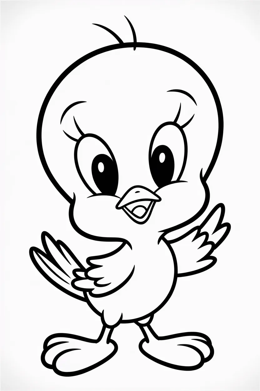 Tweety Design 3 - Tweety coloring pages free printable for Kids - Cute