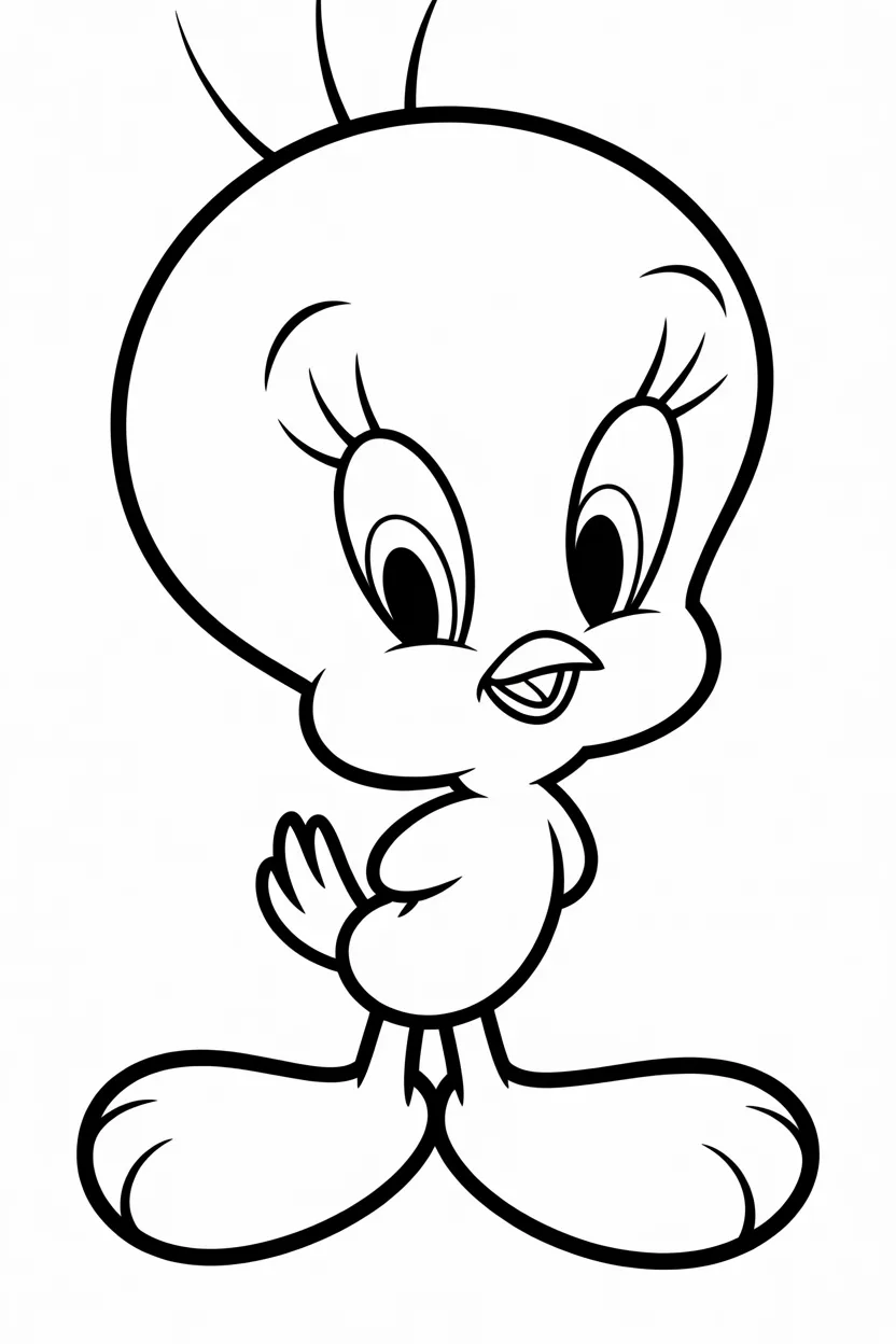 Tweety Design 4 - Tweety coloring pages free printable for Kids - Cute