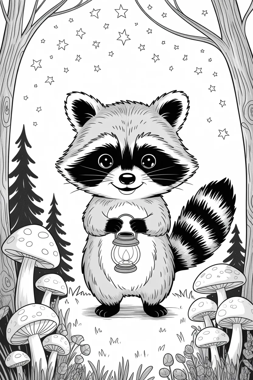 Adorable raccoon Design 1 - Adorable Raccoon Coloring Pages Free Printable (2)