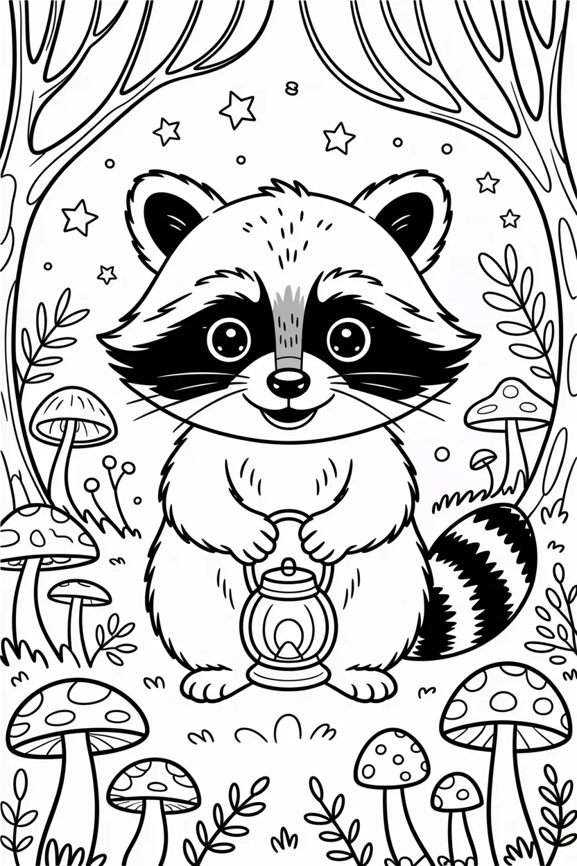 Adorable raccoon Design 1 - Adorable Raccoon Coloring Pages Free Printable (3)