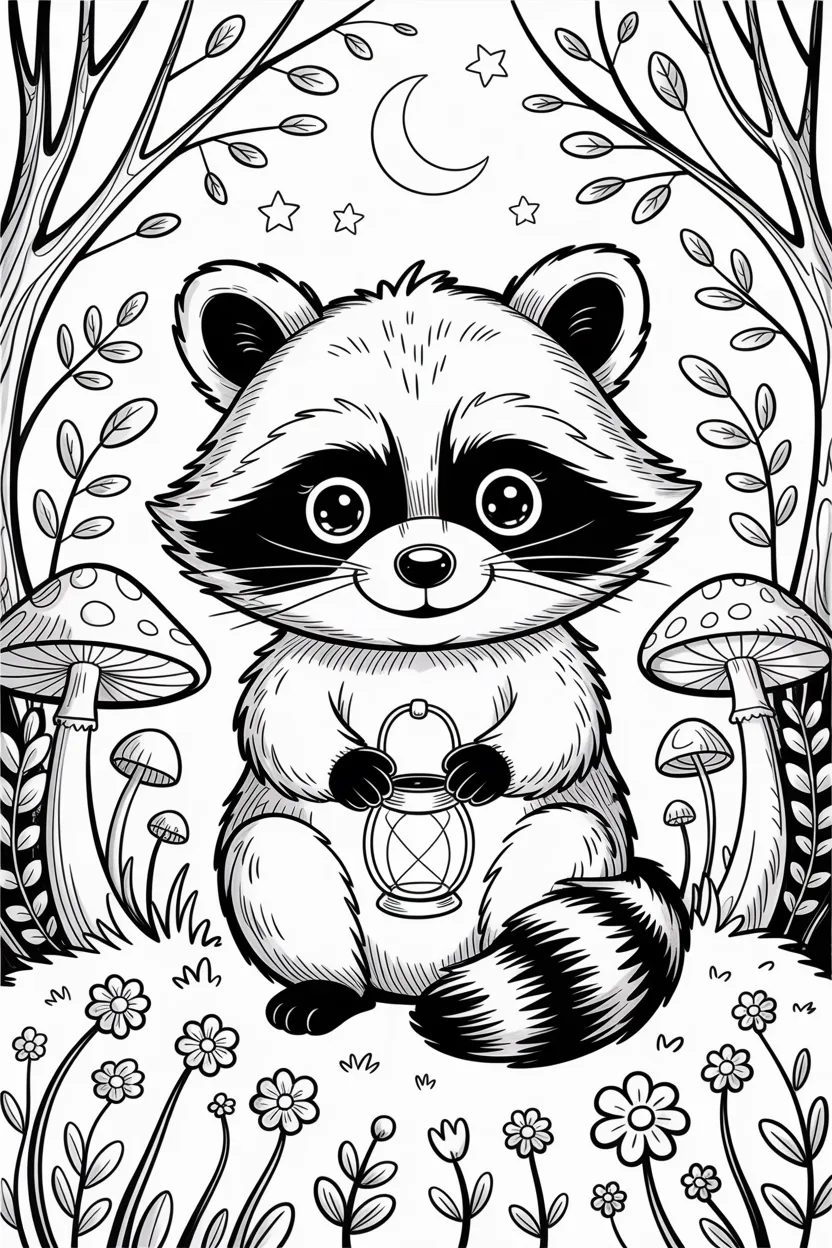 Adorable raccoon Design 1 - Adorable Raccoon Coloring Pages Free Printable (4)
