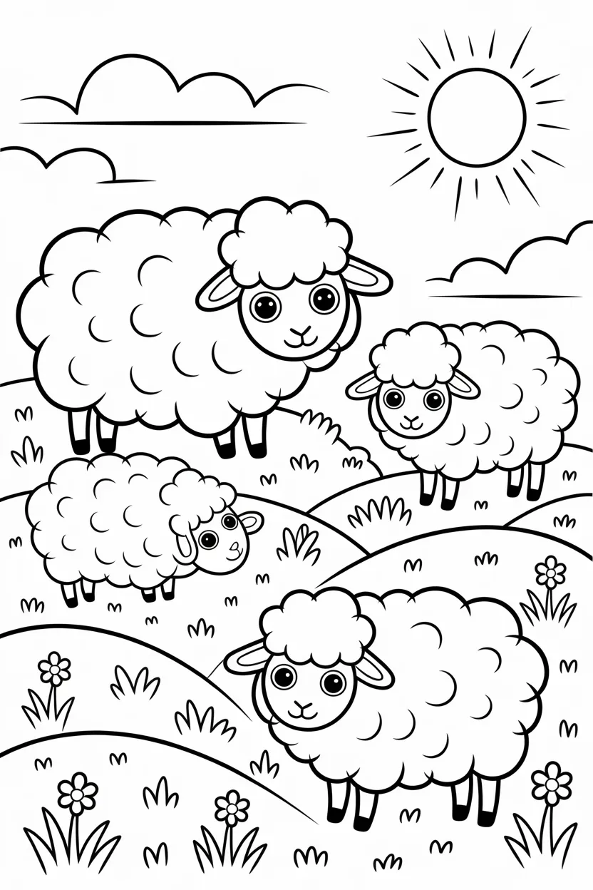 Adorable sheep Design 1 - Adorable sheep coloring pages free printable for Kids