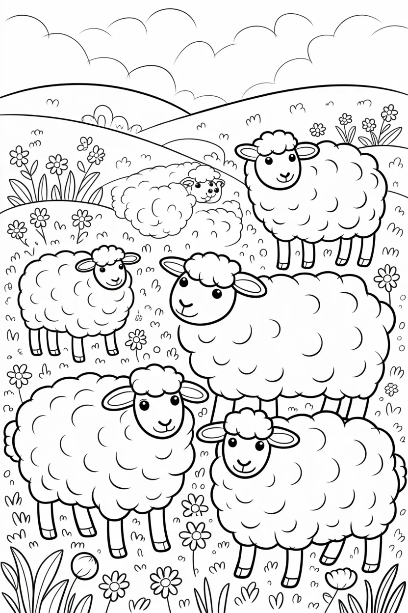 Adorable sheep Design 4 - Adorable sheep coloring pages free printable for Kids