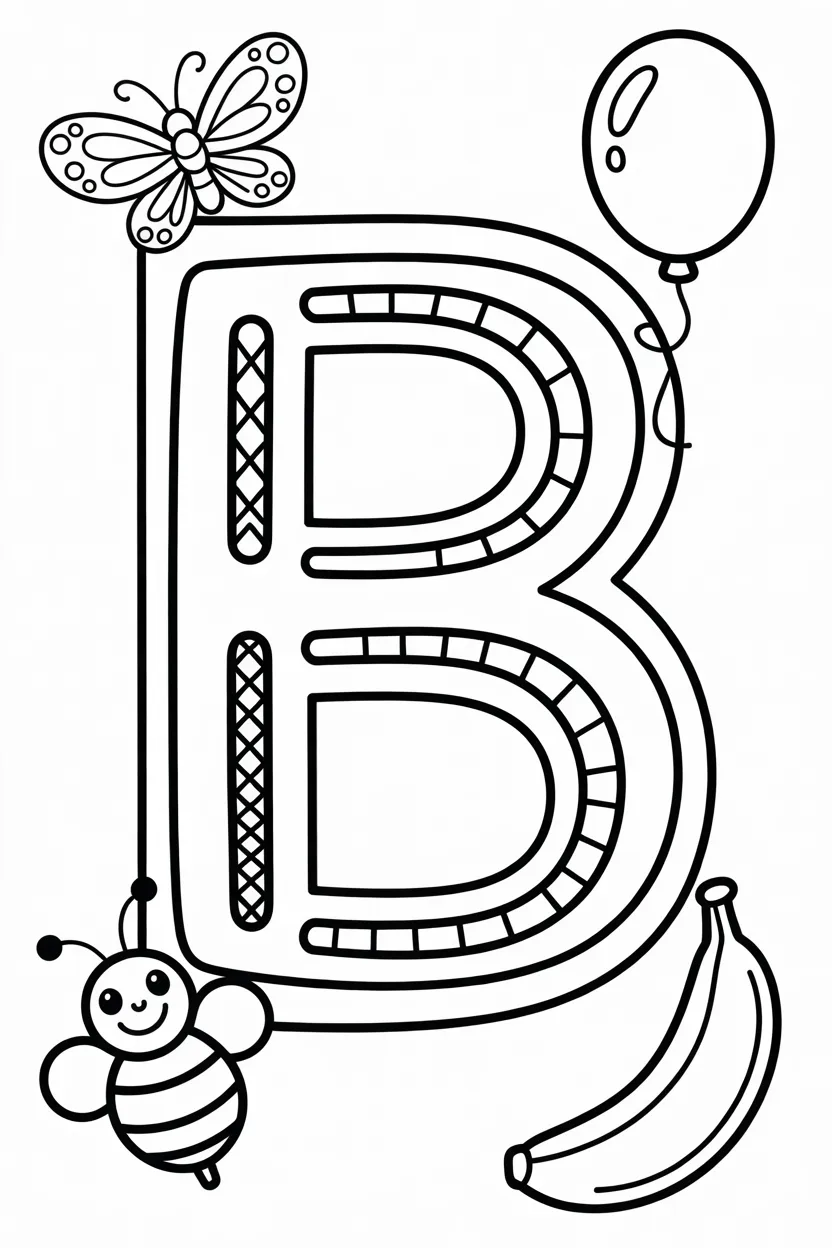 Alphabet letter Design 3 - Alphabet Letter B Coloring Pages Free Printable - Preschoo