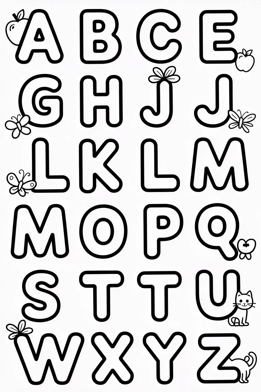 Alphabets Design 3 - Alphabets coloring pages free printable for Kids