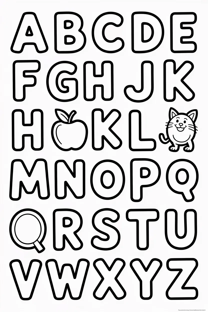 Alphabets Design 4 - Alphabets coloring pages free printable for Kids