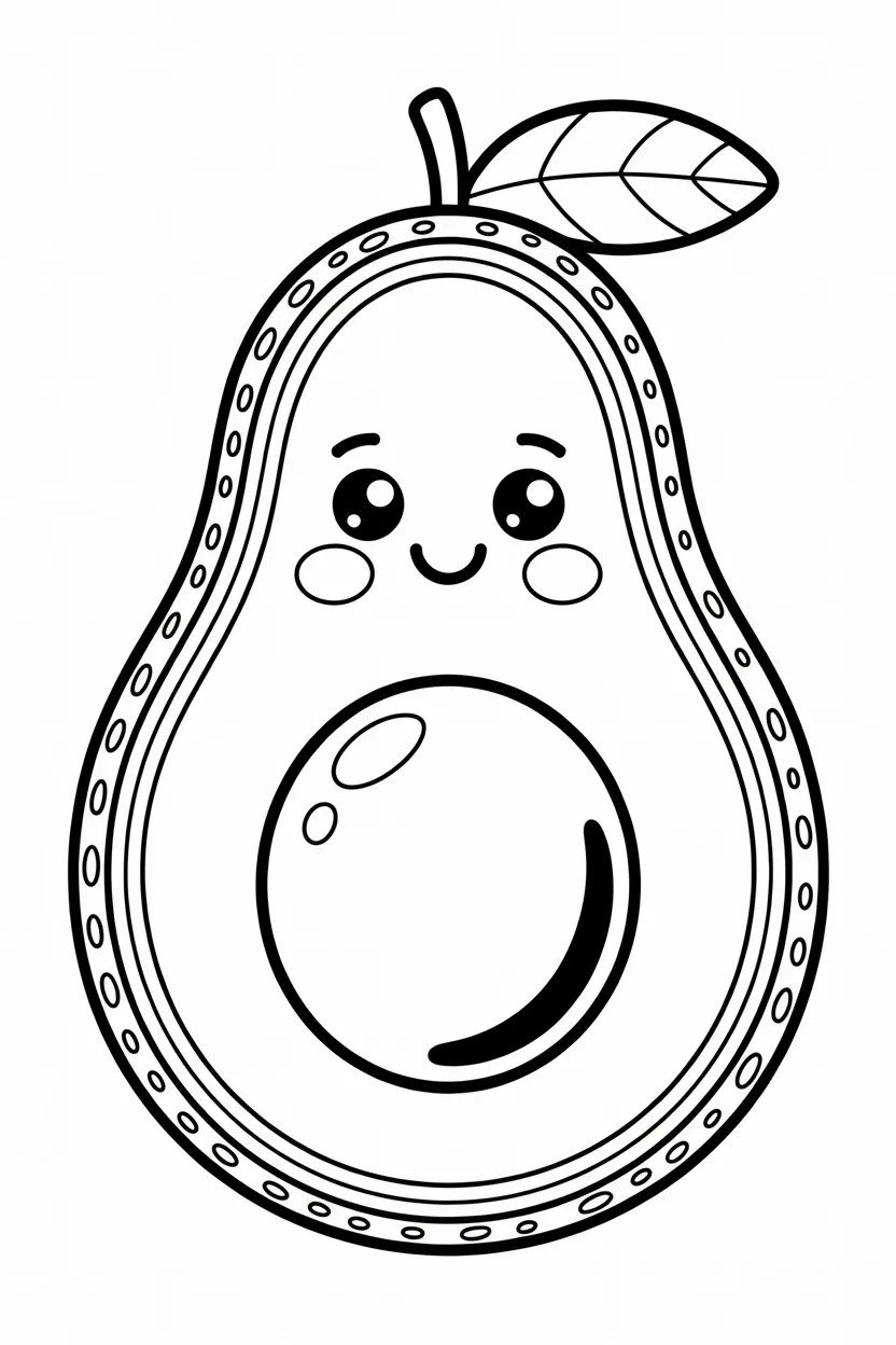 Avocado Design 1 - Avocado Coloring Pages Free Printable for Kids - Cute