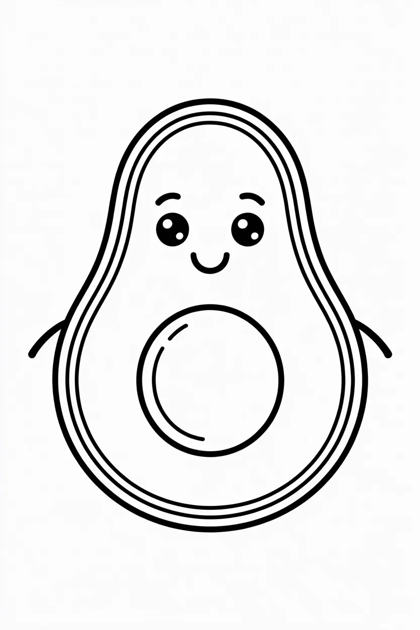 Avocado Design 3 - Avocado Coloring Pages Free Printable for Kids - Cute