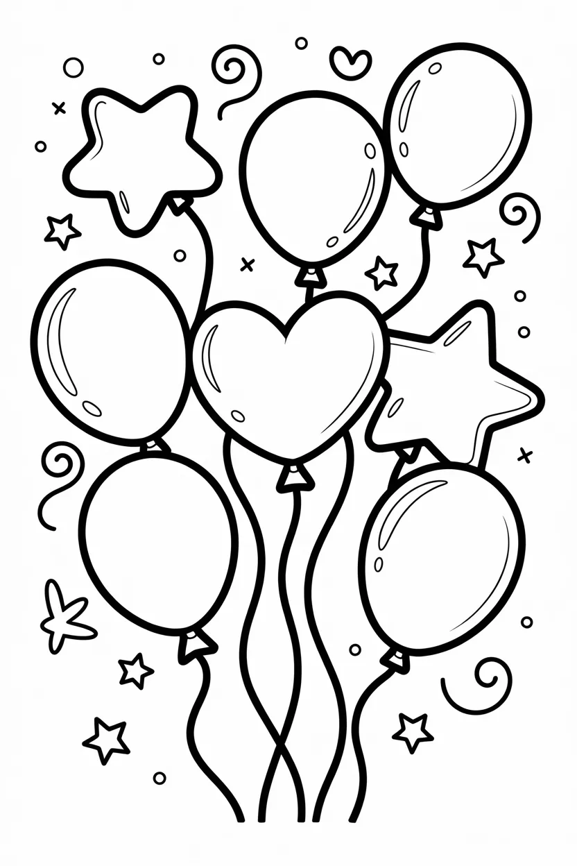 Balloons Design 3 - Balloons Coloring Pages Free Printable for Kids