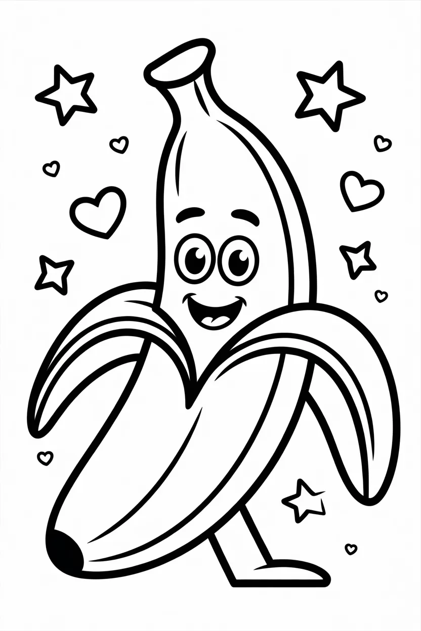 Banana Design 1 - Banana Coloring Pages Free Printable for Kids - Pack