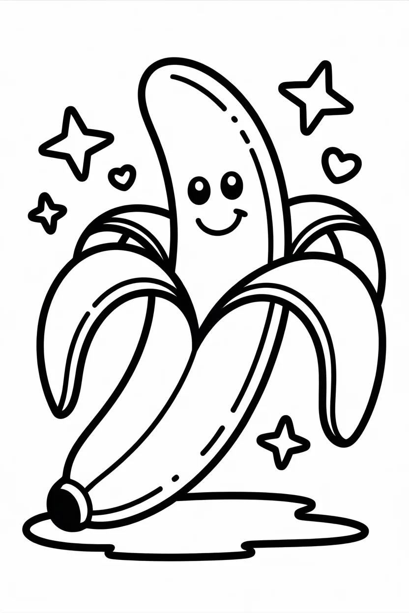 Banana Design 4 - Banana Coloring Pages Free Printable for Kids - Pack