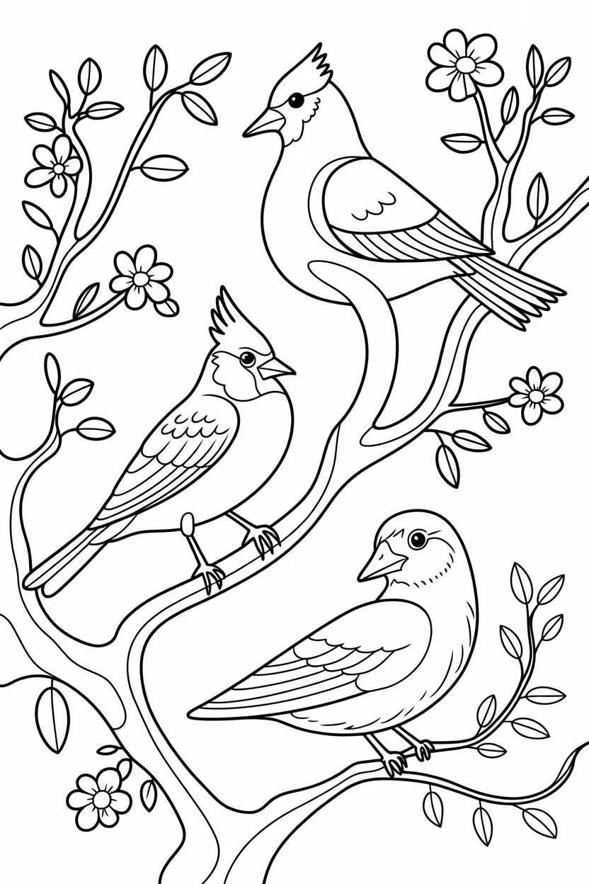 Birds Design 1 - Birds Coloring Pages Free Printable for Kids