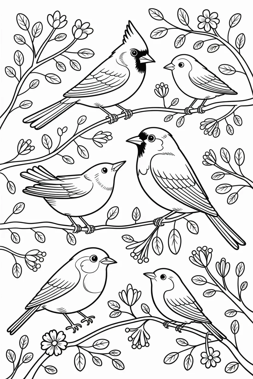 Birds Design 2 - Birds Coloring Pages Free Printable for Kids