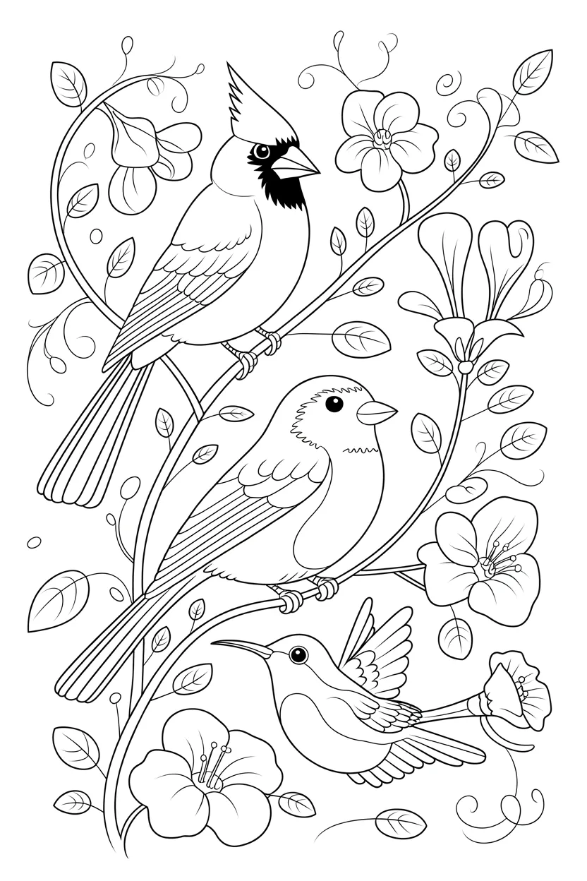 Birds Design 4 - Birds Coloring Pages Free Printable for Kids