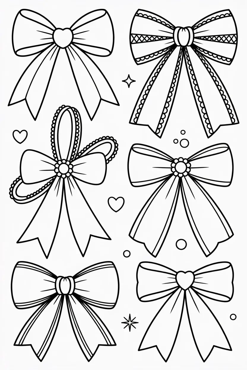 Bows Design 1 - Bows coloring pages Free Printable for Kids & Adults